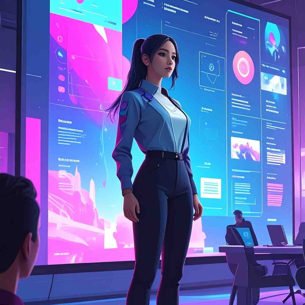 Firefly_generate an AI avatar - female who is presenting from the screen, highly realistic, P 248987